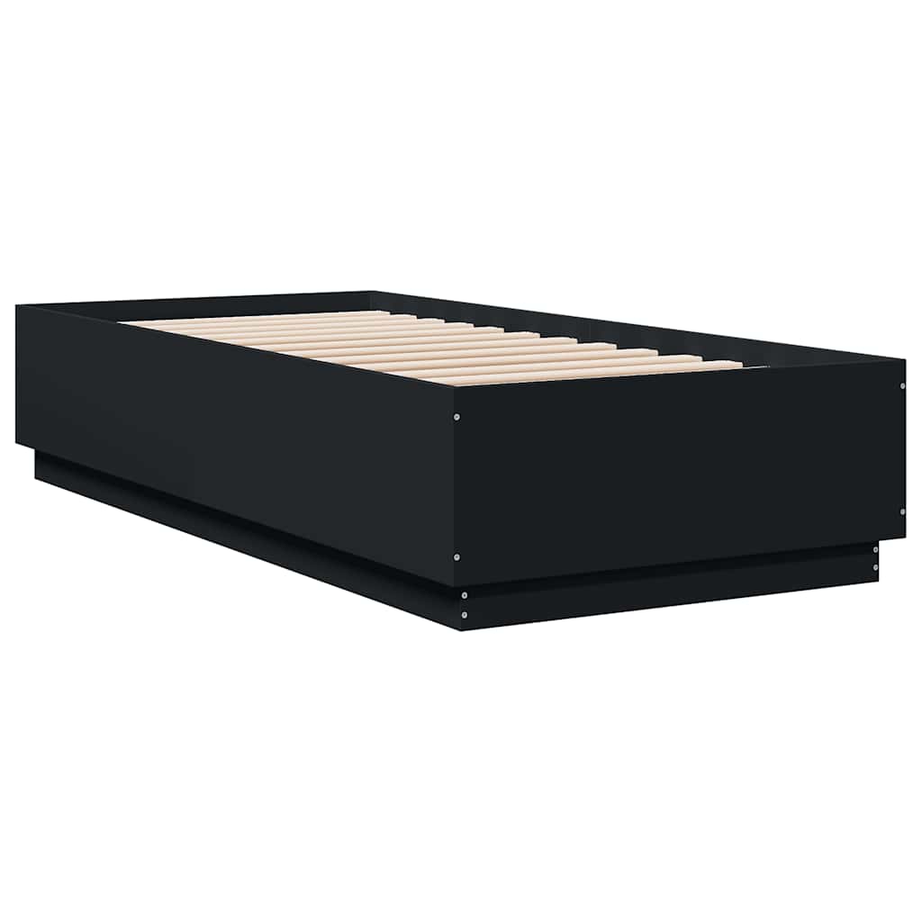 vidaXL Bedframe bewerkt hout zwart 100x200 cm afbeelding