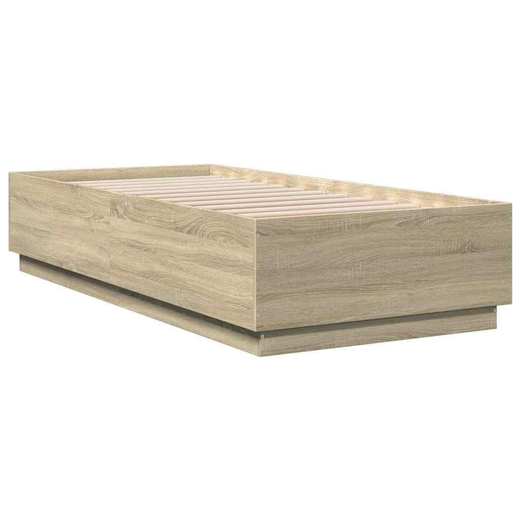vidaXL Bedframe bewerkt hout sonoma eikenkleurig 100x200 cm afbeelding