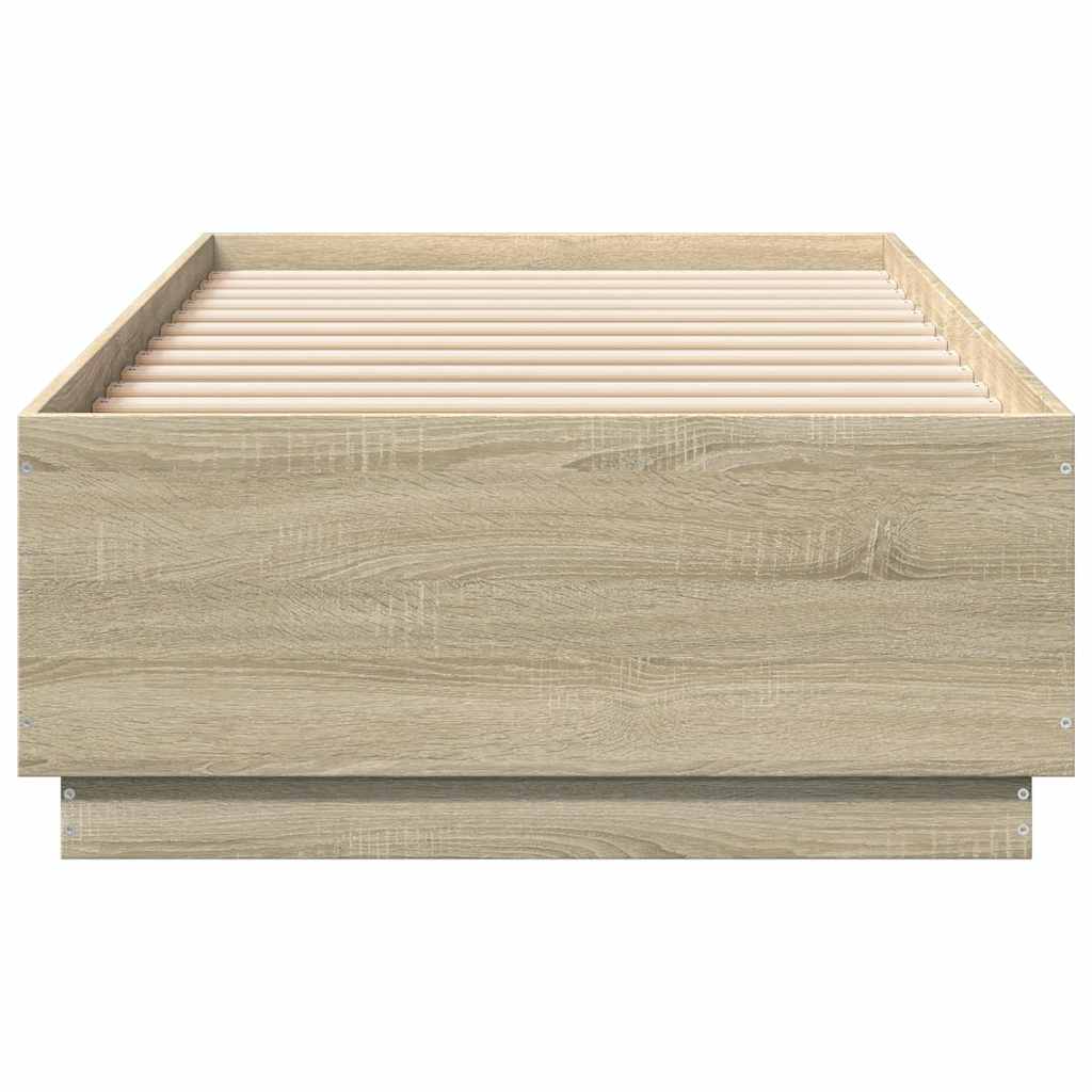 vidaXL Bedframe bewerkt hout sonoma eikenkleurig 100x200 cm, foto 4