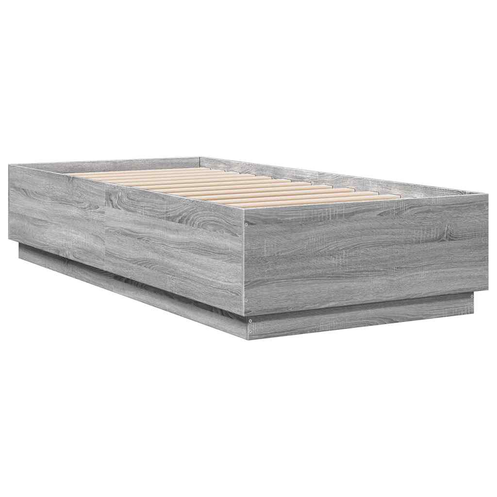 vidaXL Bedframe bewerkt hout grijs sonoma eikenkleurig 100x200 cm afbeelding