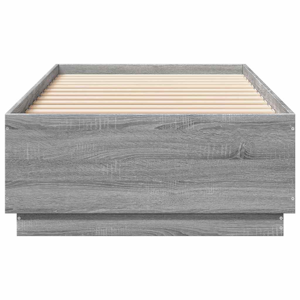 vidaXL Bedframe bewerkt hout grijs sonoma eikenkleurig 100x200 cm, foto 4