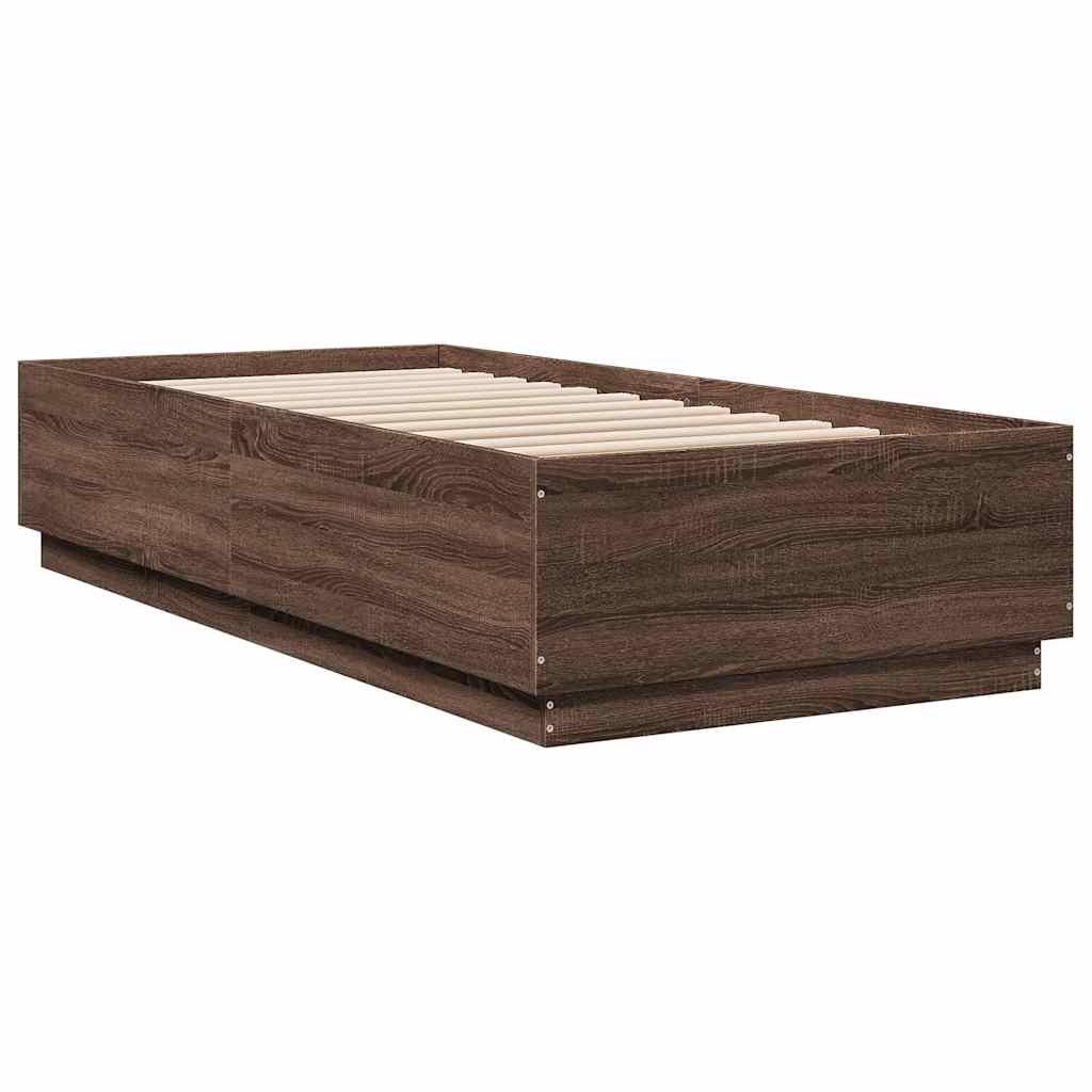 vidaXL Bedframe bewerkt hout bruin eikenkleur 100x200 cm, foto 2
