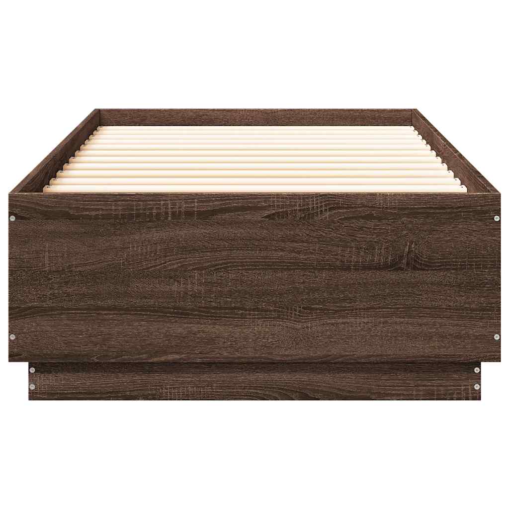 vidaXL Bedframe bewerkt hout bruin eikenkleur 100x200 cm, foto 4
