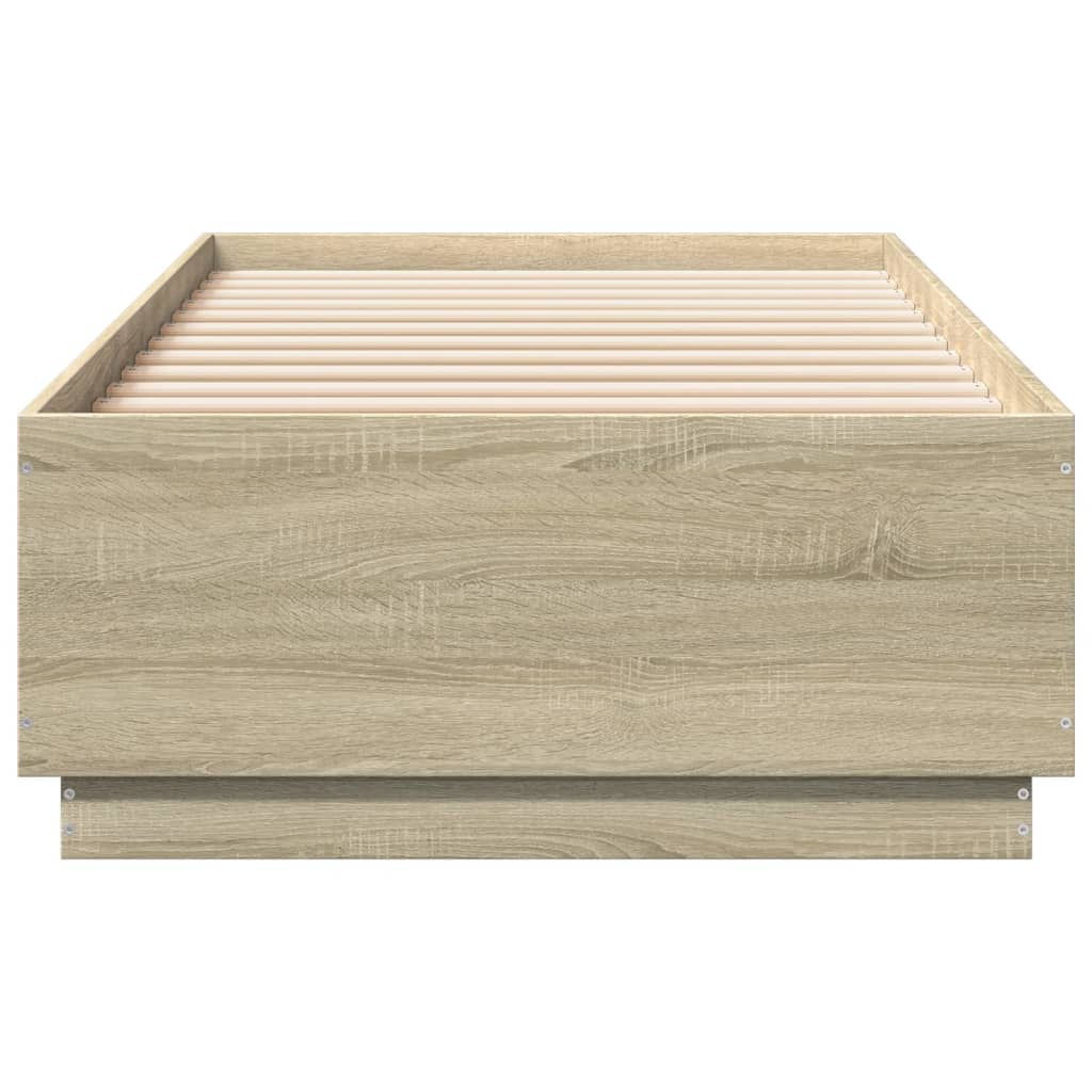 vidaXL Bedframe bewerkt hout sonoma eikenkleurig 90x200 cm, foto 4