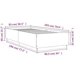 Rám postele kouřový dub 90 x 200 cm kompozitní dřevo - obrázek 9