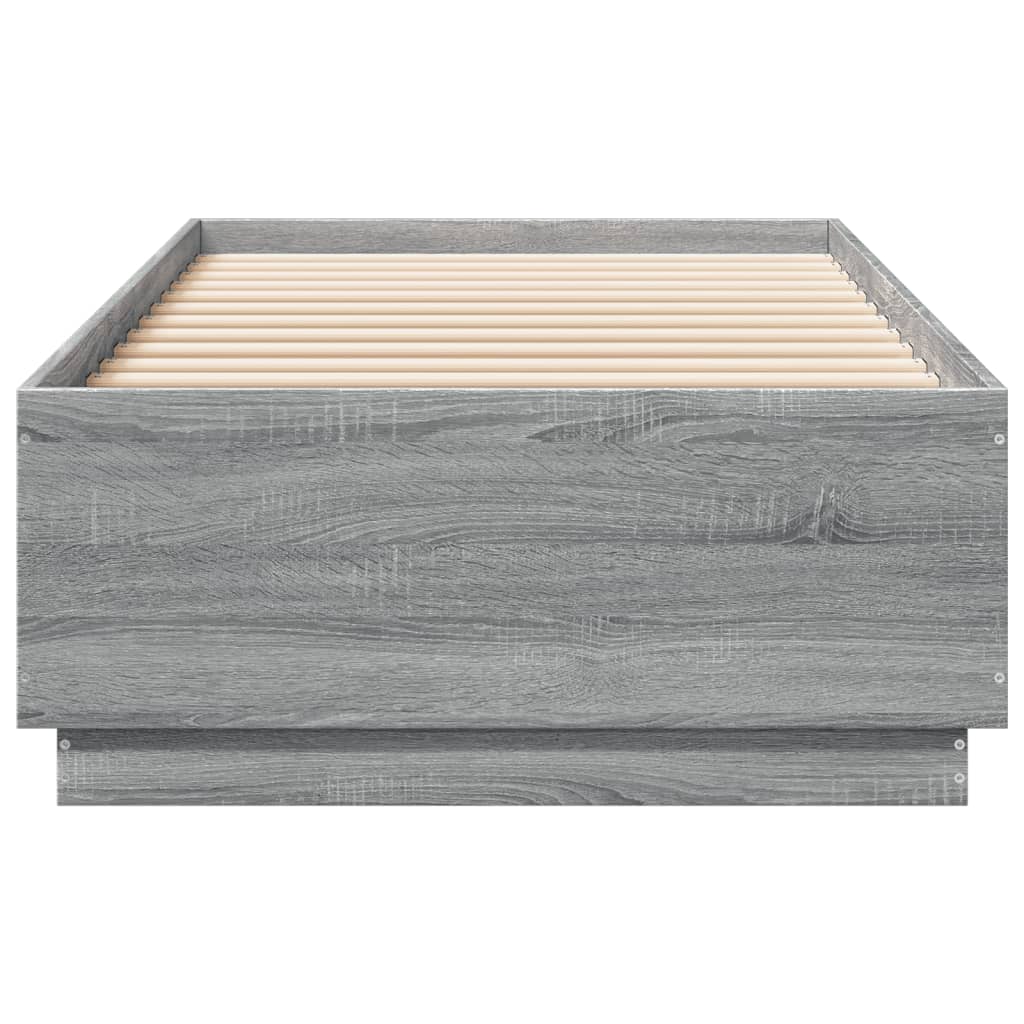 vidaXL Bedframe bewerkt hout grijs sonoma eikenkleurig 90x200 cm, foto 4