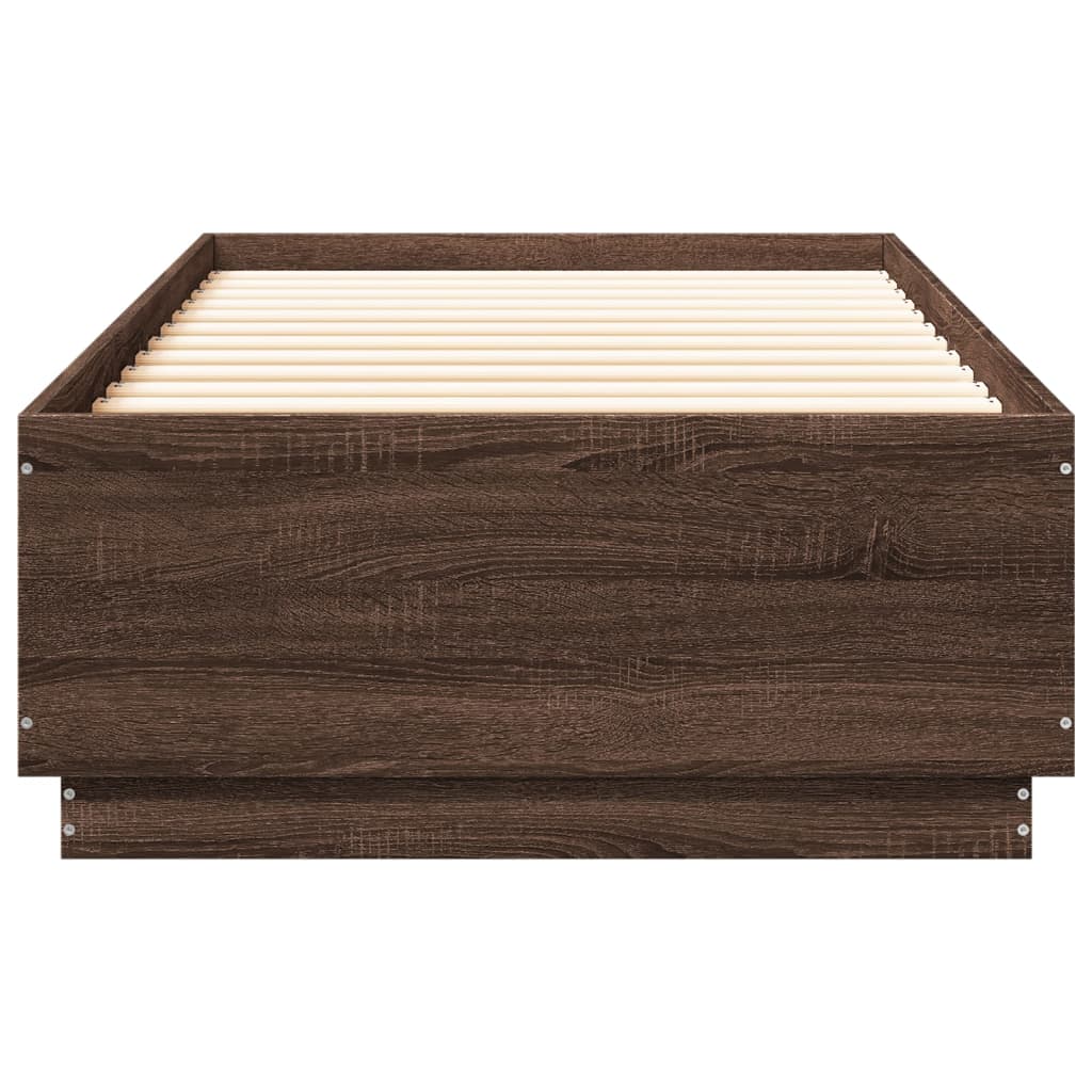 vidaXL Bedframe bewerkt hout bruin eikenkleur 90x200 cm, foto 4