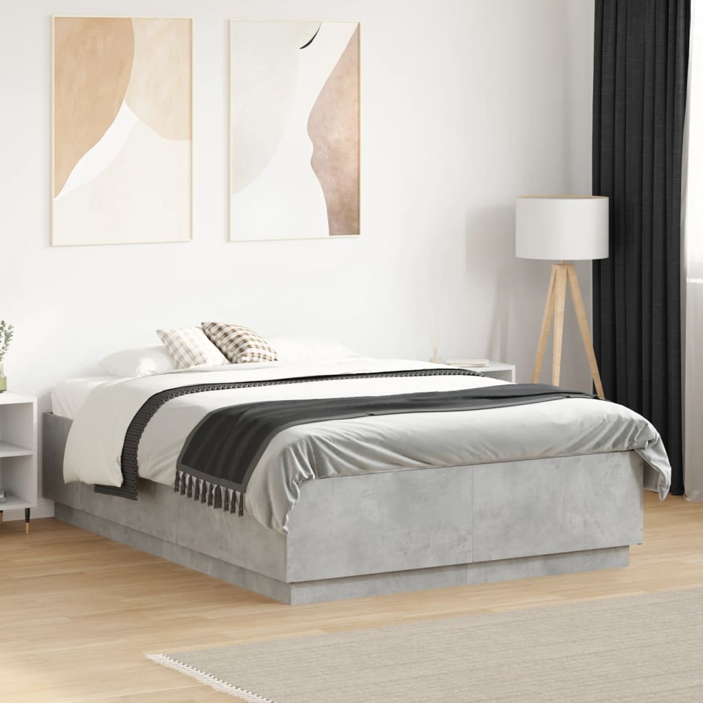 vidaXL sengestel 140x190 cm konstrueret træ betongrå