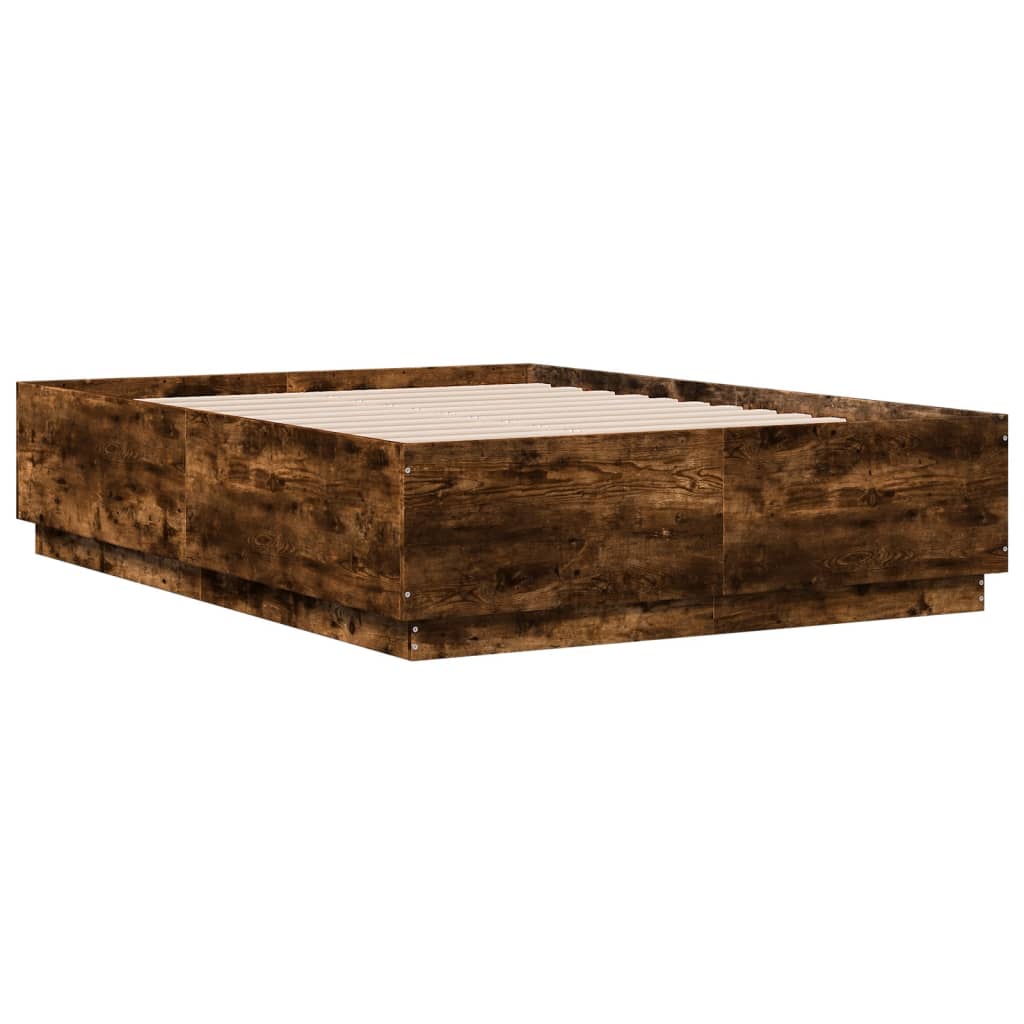 vidaXL Bedframe bewerkt hout gerookt eikenkleurig 140x190 cm afbeelding