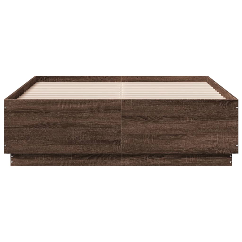 vidaXL Bedframe bewerkt hout bruin eikenkleur 135x190 cm, foto 4