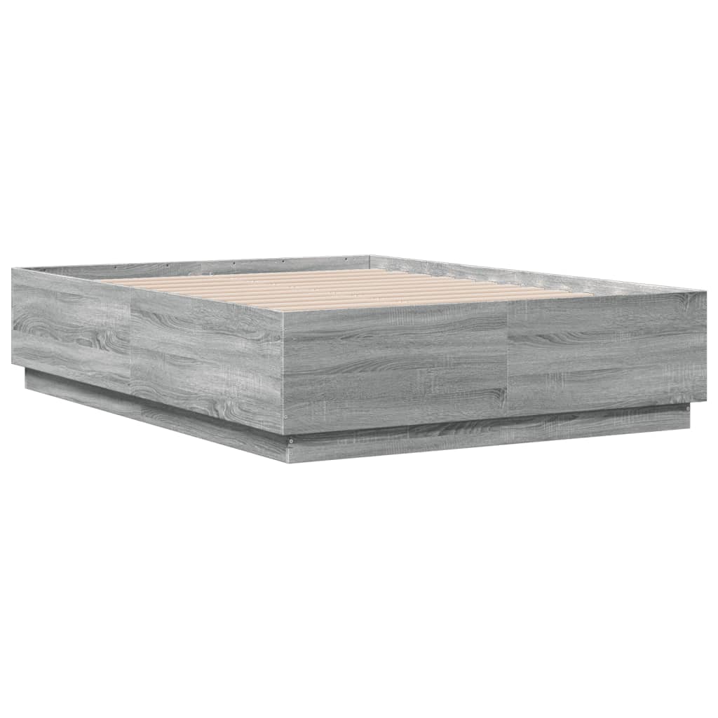 vidaXL Bedframe bewerkt hout grijs sonoma eikenkleurig 120x190 cm, foto 2
