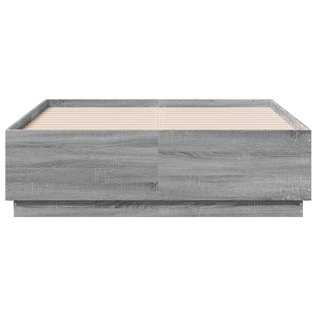 vidaXL Bedframe bewerkt hout grijs sonoma eikenkleurig 120x190 cm, foto 4