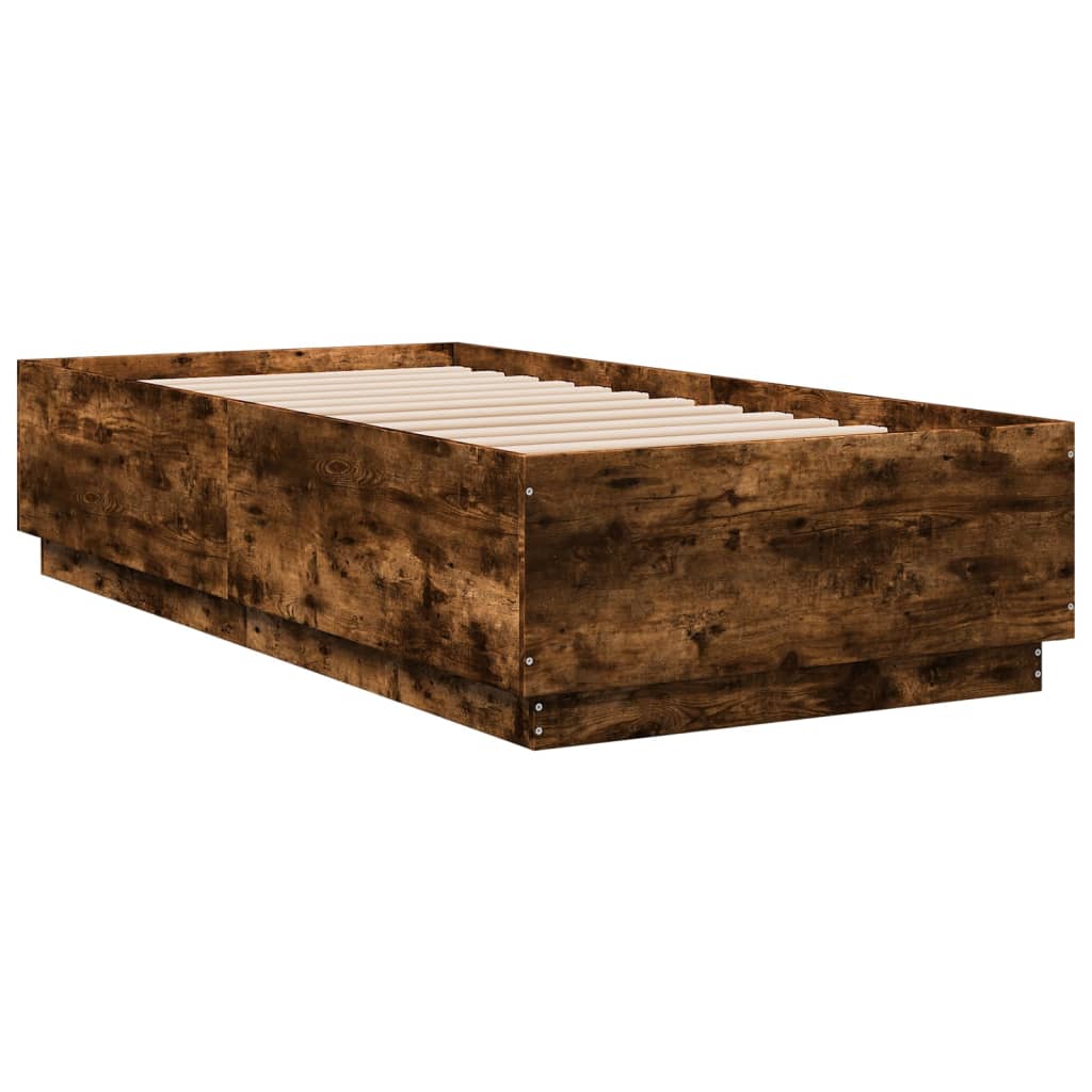 vidaXL Bedframe bewerkt hout gerookt eikenkleurig 90x190 cm afbeelding