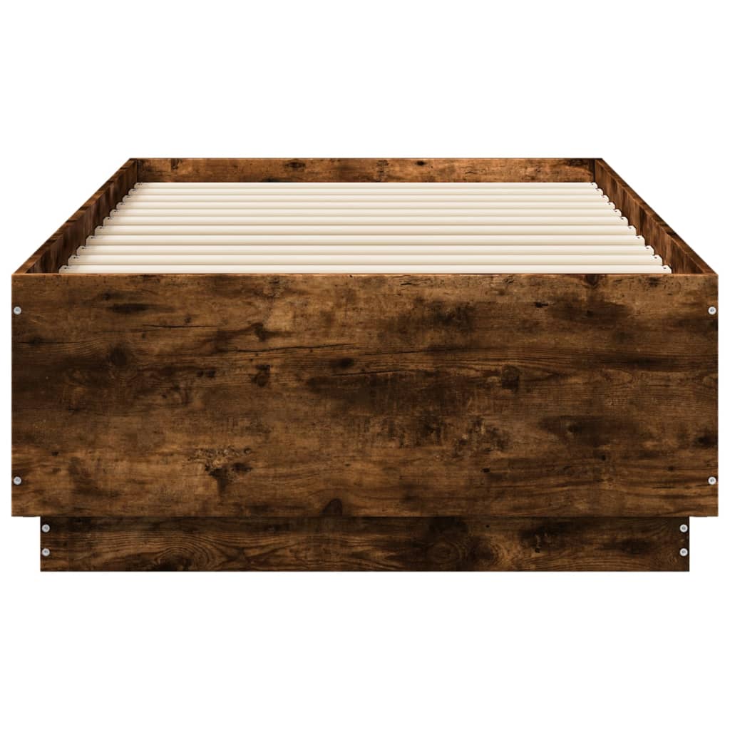 vidaXL Bedframe bewerkt hout gerookt eikenkleurig 90x190 cm, foto 4