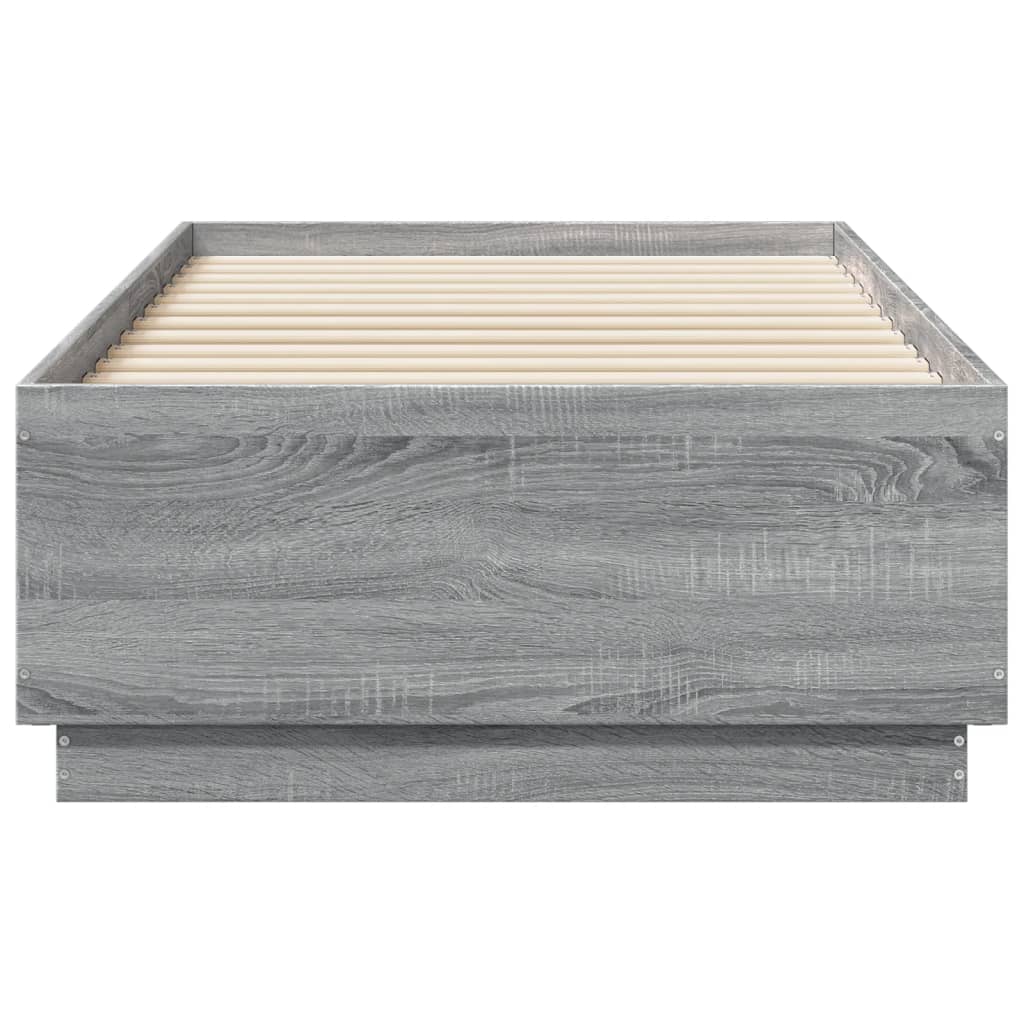 vidaXL Bedframe bewerkt hout grijs sonoma eikenkleurig 90x190 cm, foto 4