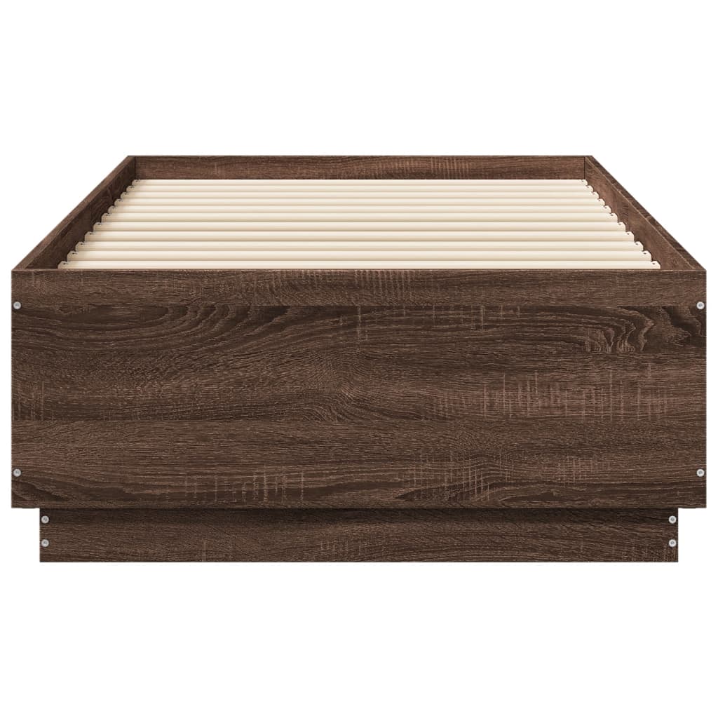 vidaXL Bedframe bewerkt hout bruin eikenkleur 90x190 cm, foto 4