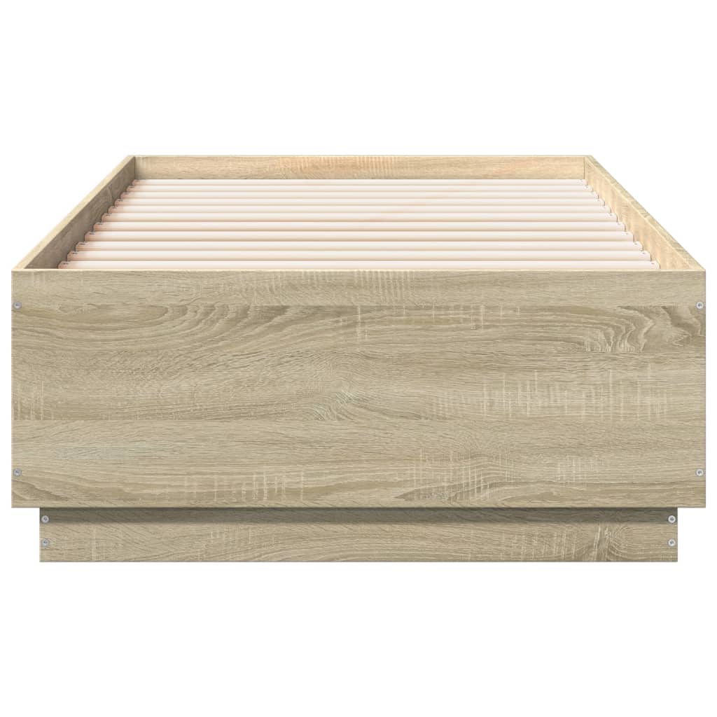 vidaXL Bedframe bewerkt hout sonoma eikenkleurig 75x190 cm, foto 4