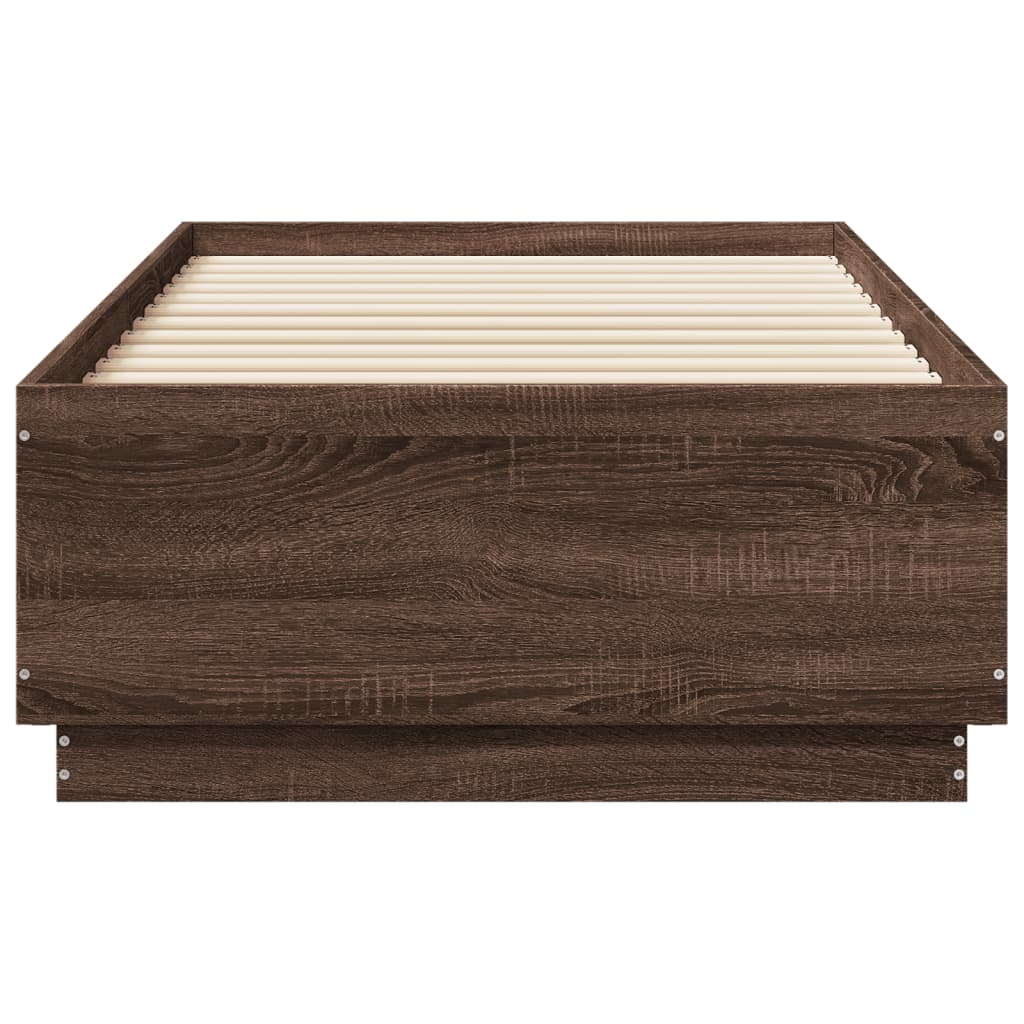 vidaXL Bedframe bewerkt hout bruin eikenkleur 75x190 cm, foto 4