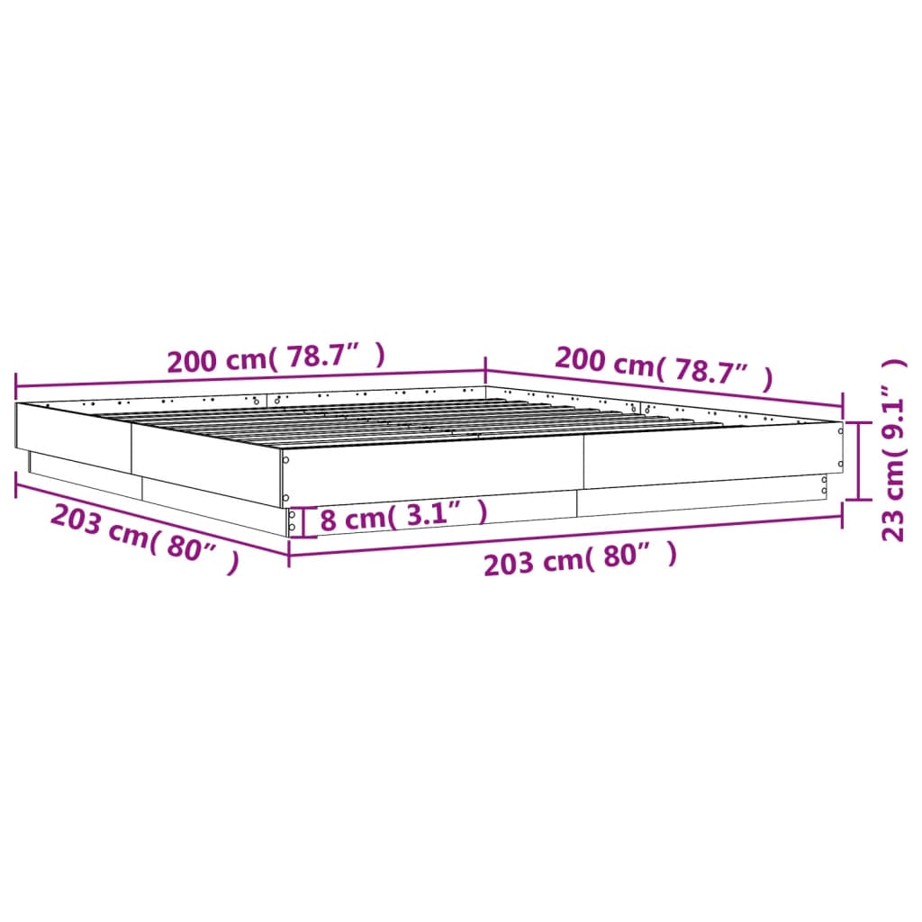 Rám postele s LED osvětlením bílý 200 x 200 cm - obrázek 14