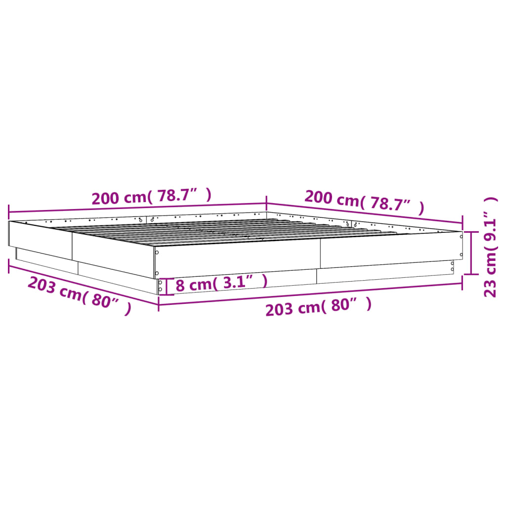 Rám postele s LED osvětlením dub sonoma 200 x 200 cm - obrázek 14