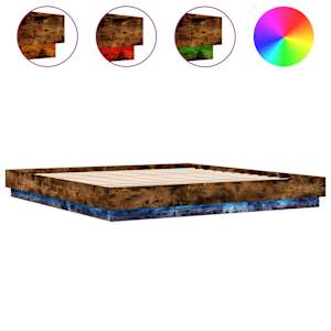 Rám postele s LED osvětlením kouřový dub 200 x 200 cm - obrázek 2