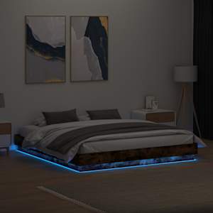 Rám postele s LED osvětlením kouřový dub 200 x 200 cm - obrázek 4