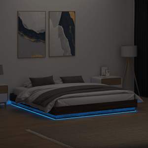 Rám postele s LED osvětlením hnědý dub 200 x 200 cm - obrázek 4
