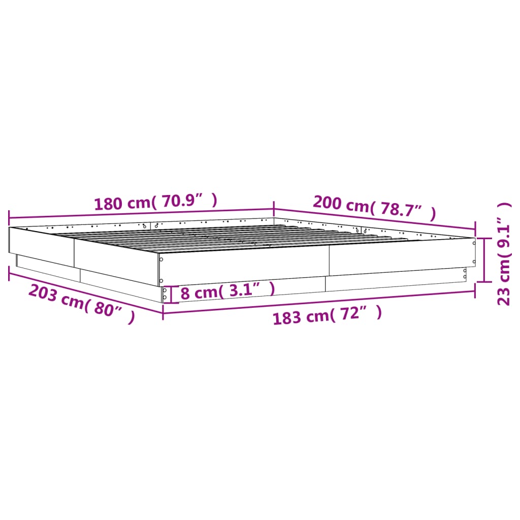 Rám postele s LED osvětlením bílý 180 x 200 cm - obrázek 14