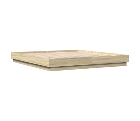 vidaXL Cadre de lit avec LED sans matelas ch&ecirc;ne sonoma 180x200 cm