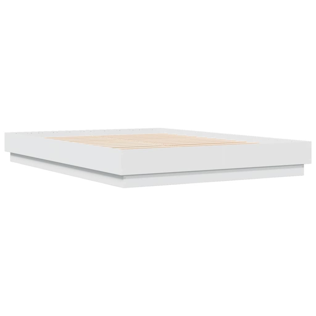 vidaXL Bedframe met LED-verlichting wit 160x200 cm, foto 4