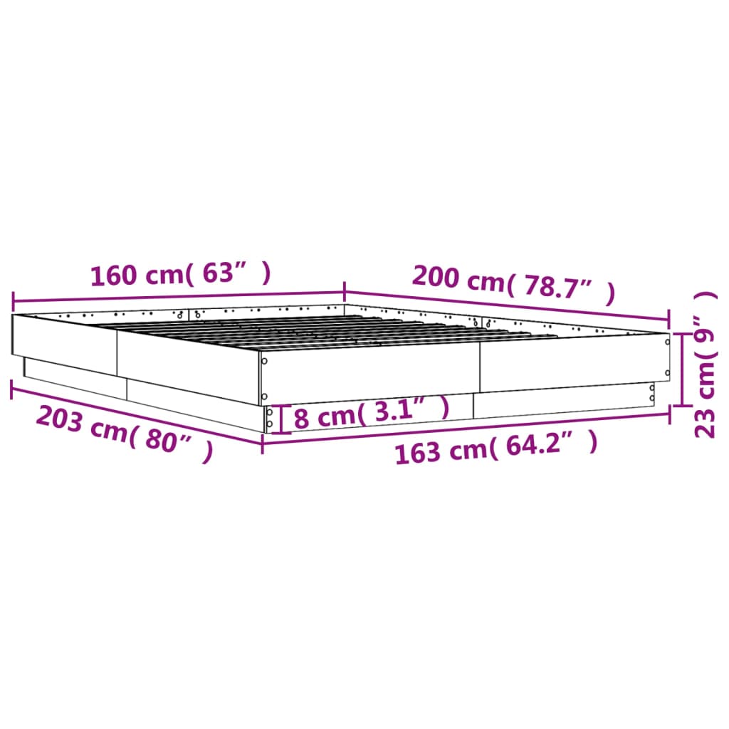 Rám postele s LED osvětlením betonově šedý 160 x 200 cm - obrázek 14
