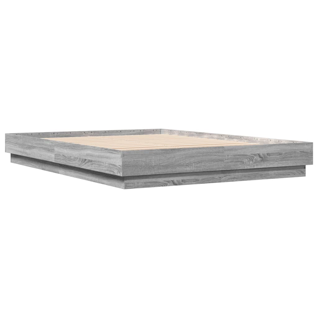 vidaXL Bedframe met LED-verlichting grijs sonoma eikenkleur 160x200 cm afbeelding