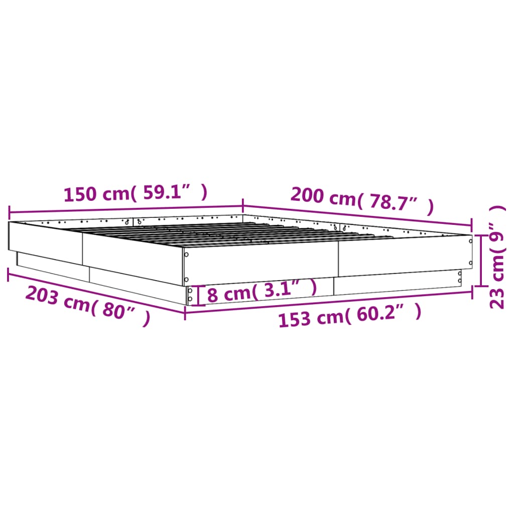 Rám postele s LED bez matrace černý 150x200 cm - obrázek 14