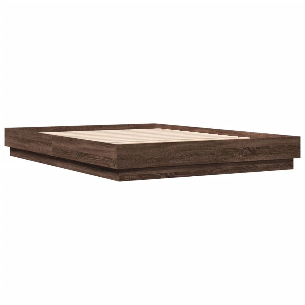 vidaXL Bedframe met LED-verlichting bruin eikenkleurig 150x200 cm afbeelding