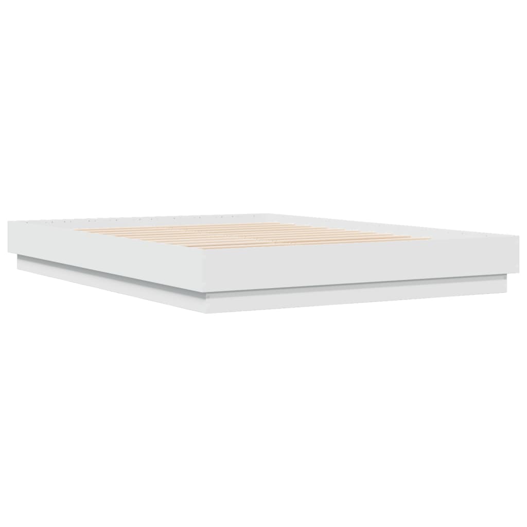 vidaXL Bedframe met LED-verlichting wit 140x200 cm afbeelding