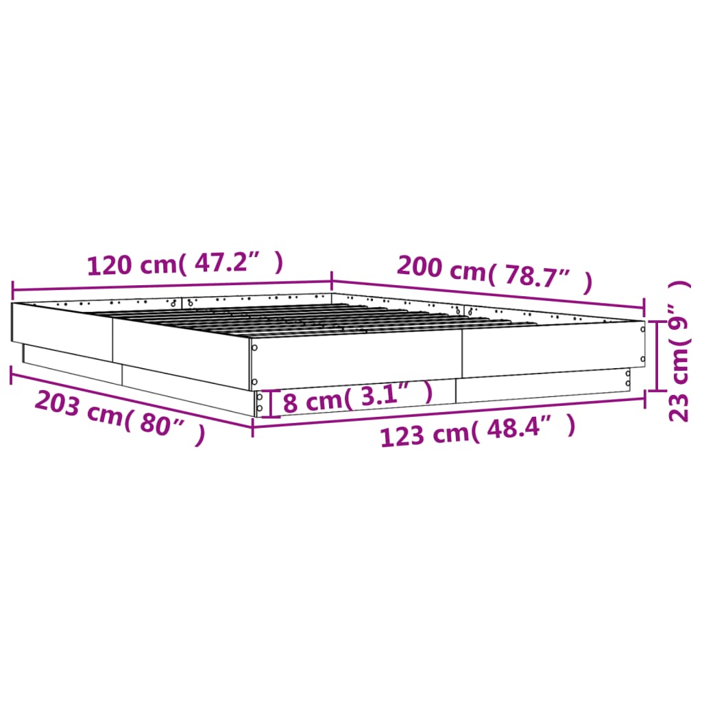 Rám postele s LED osvětlením dub sonoma 120 x 200 cm - obrázek 14