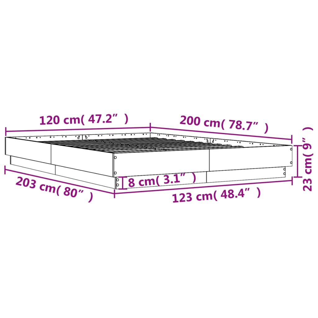 Rám postele s LED osvětlením kouřový dub 120 x 200 cm - obrázek 14