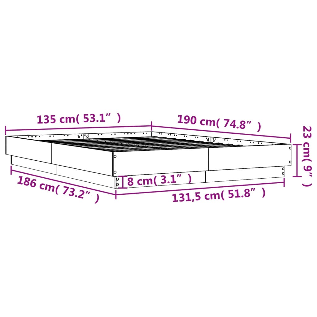Rám postele s LED osvětlením dub sonoma 135 x 190 cm - obrázek 14