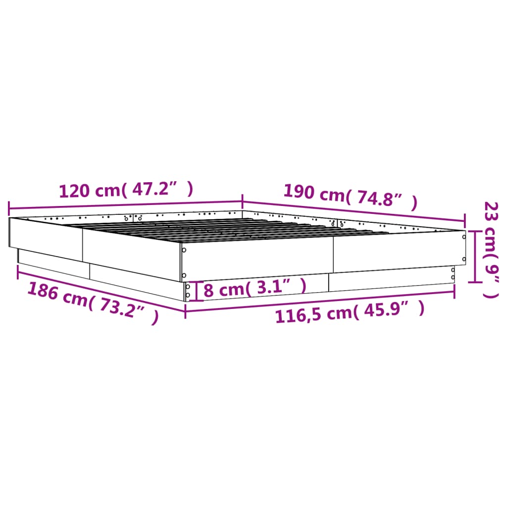 Rám postele s LED osvětlením dub sonoma 120 x 190 cm - obrázek 14