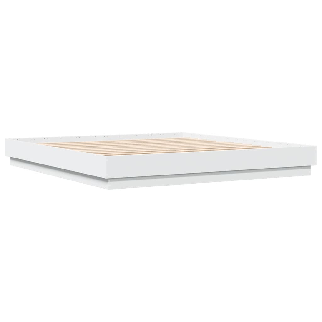 vidaXL Bedframe massief hout wit 200x200 cm afbeelding