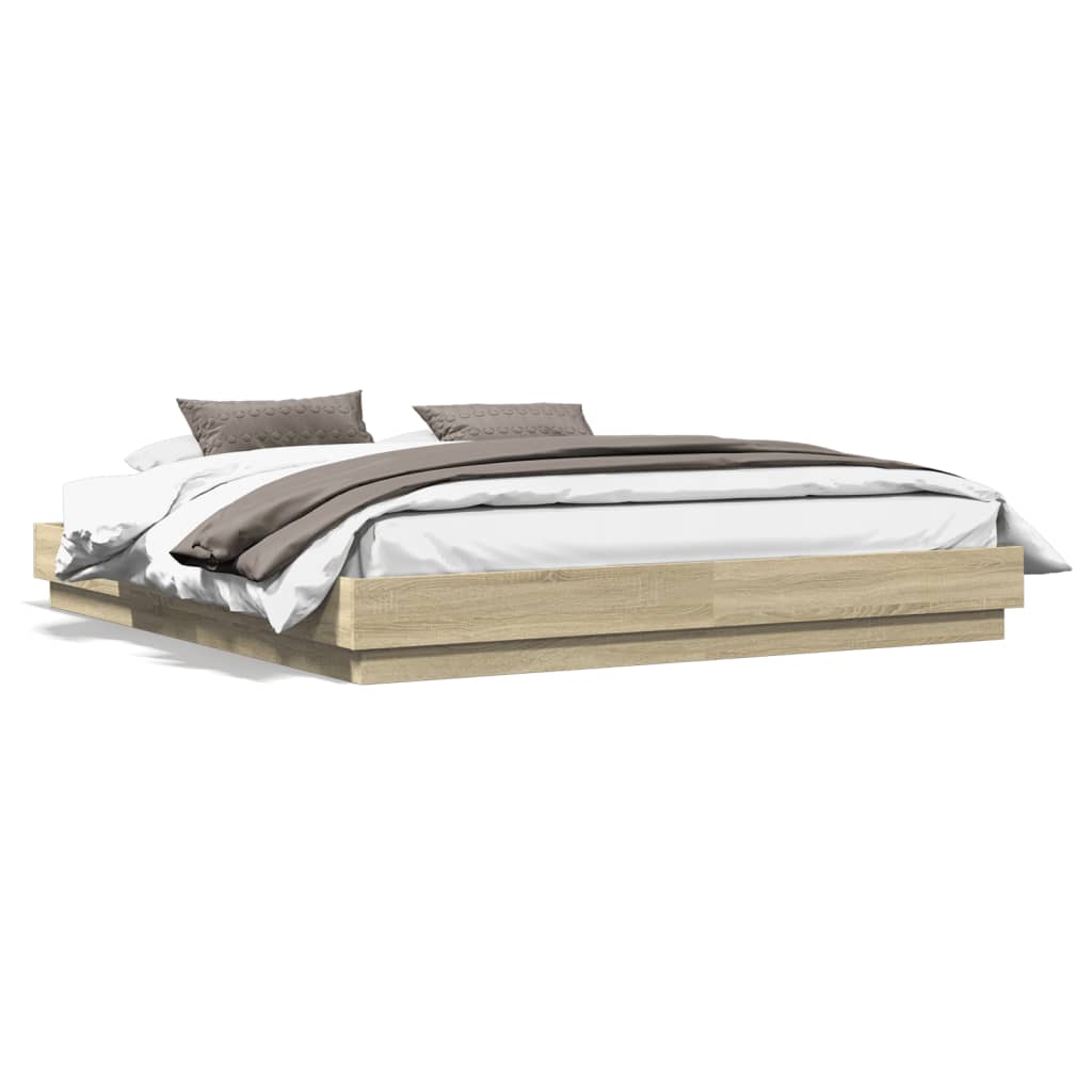 vidaXL Bedframe bewerkt hout sonoma eikenkleurig 180x200 cm, foto 3