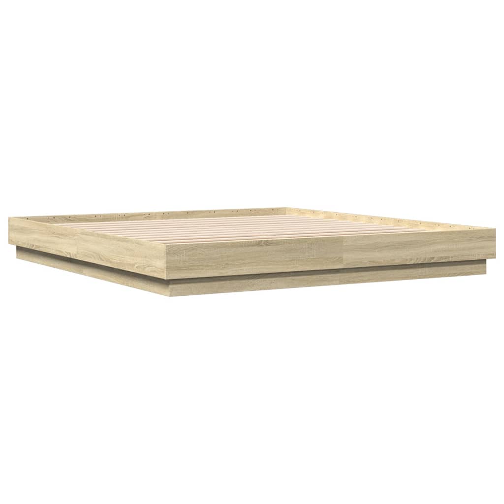 vidaXL Bedframe bewerkt hout sonoma eikenkleurig 180x200 cm, foto 2
