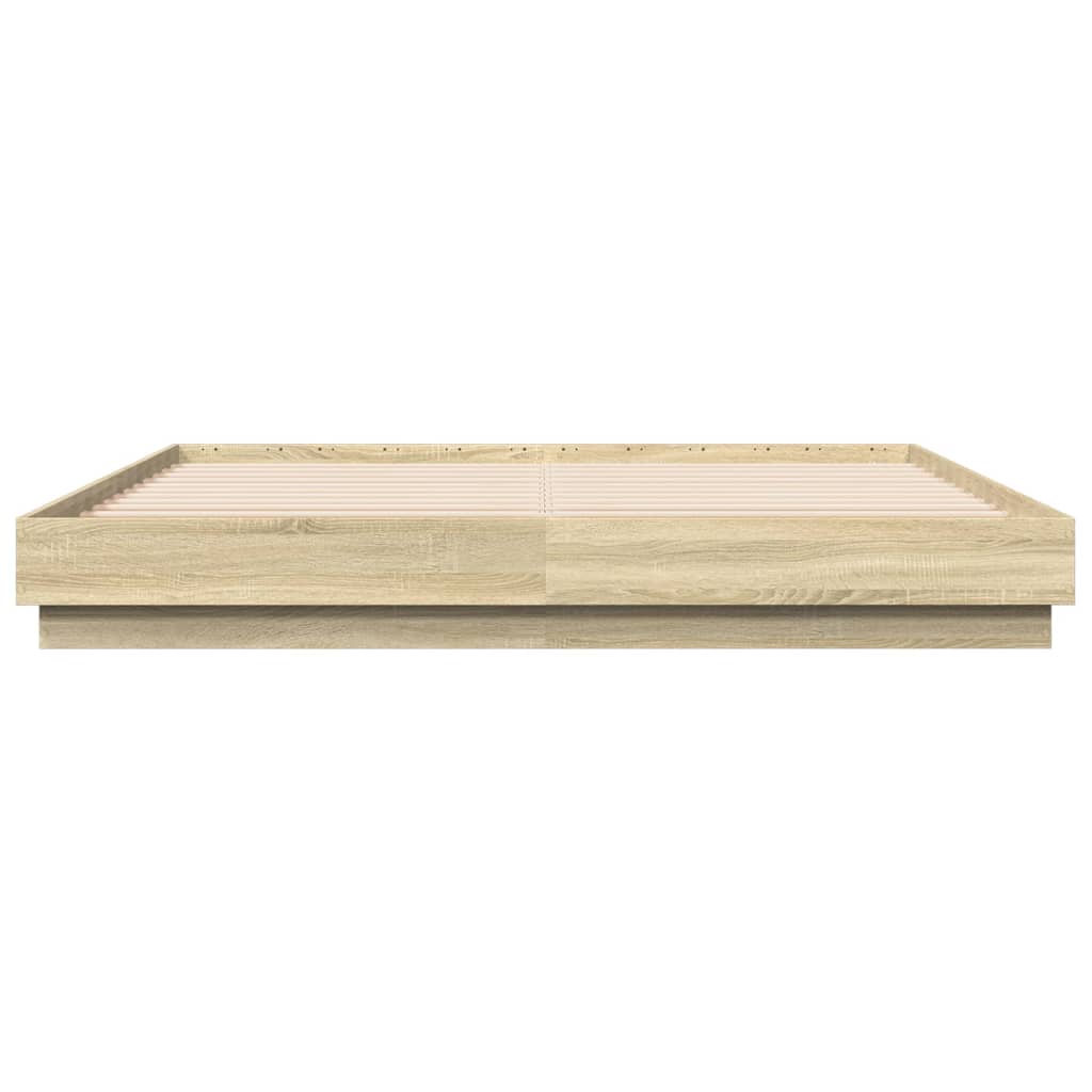 vidaXL Bedframe bewerkt hout sonoma eikenkleurig 180x200 cm, foto 4