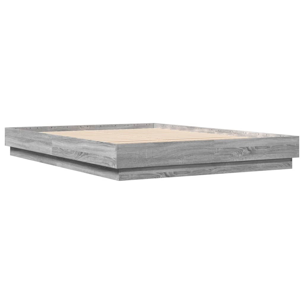 vidaXL Bedframe bewerkt hout grijs sonoma eikenkleurig 140x200 cm afbeelding