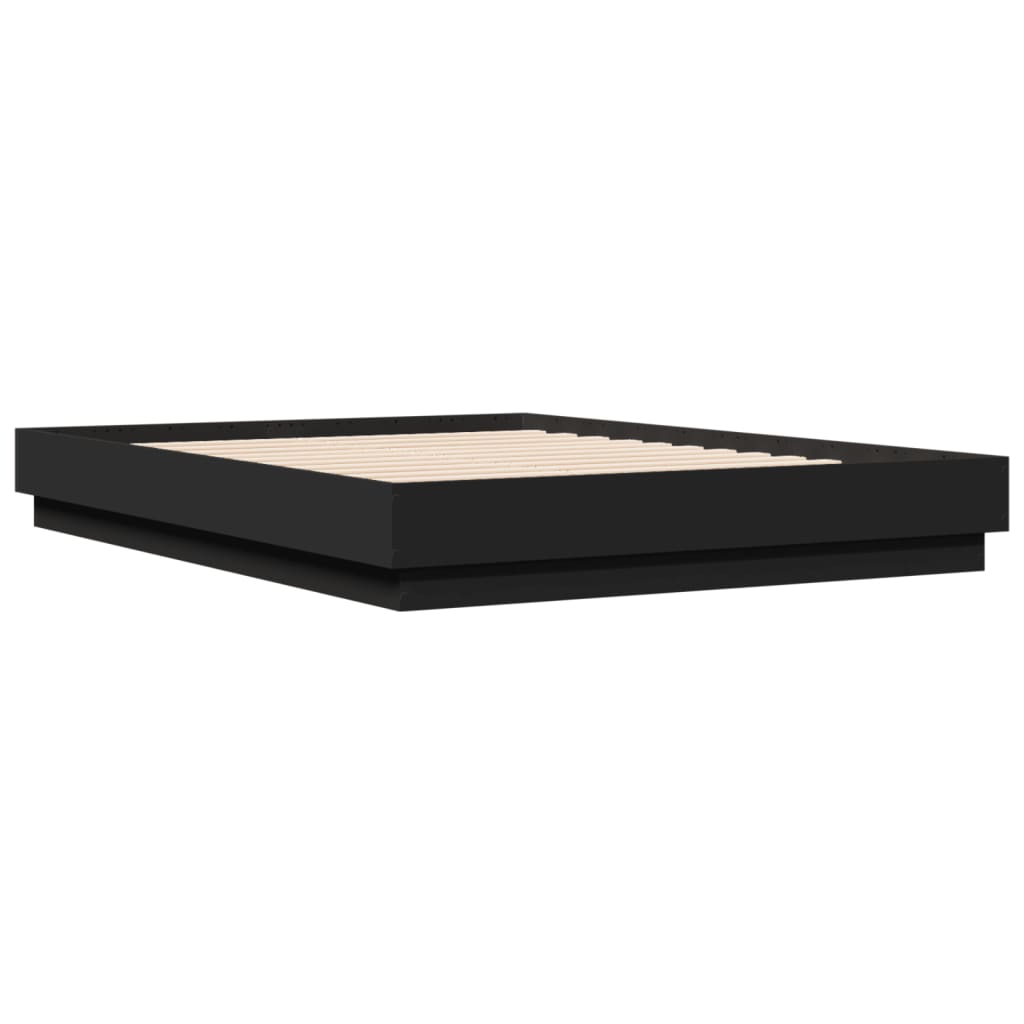vidaXL Bedframe bewerkt hout zwart 135x190 cm afbeelding