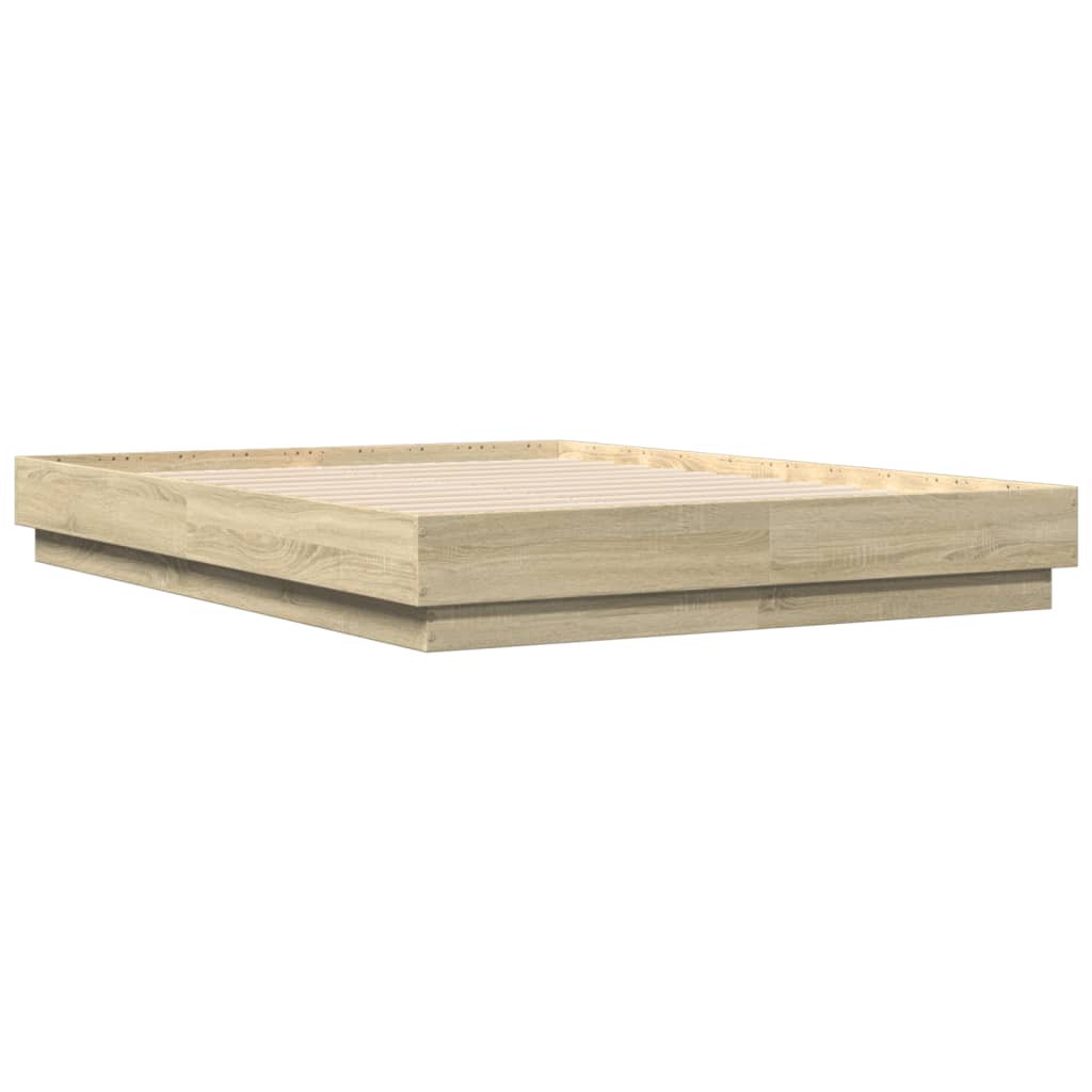 vidaXL Bedframe bewerkt hout sonoma eikenkleurig 135x190 cm afbeelding