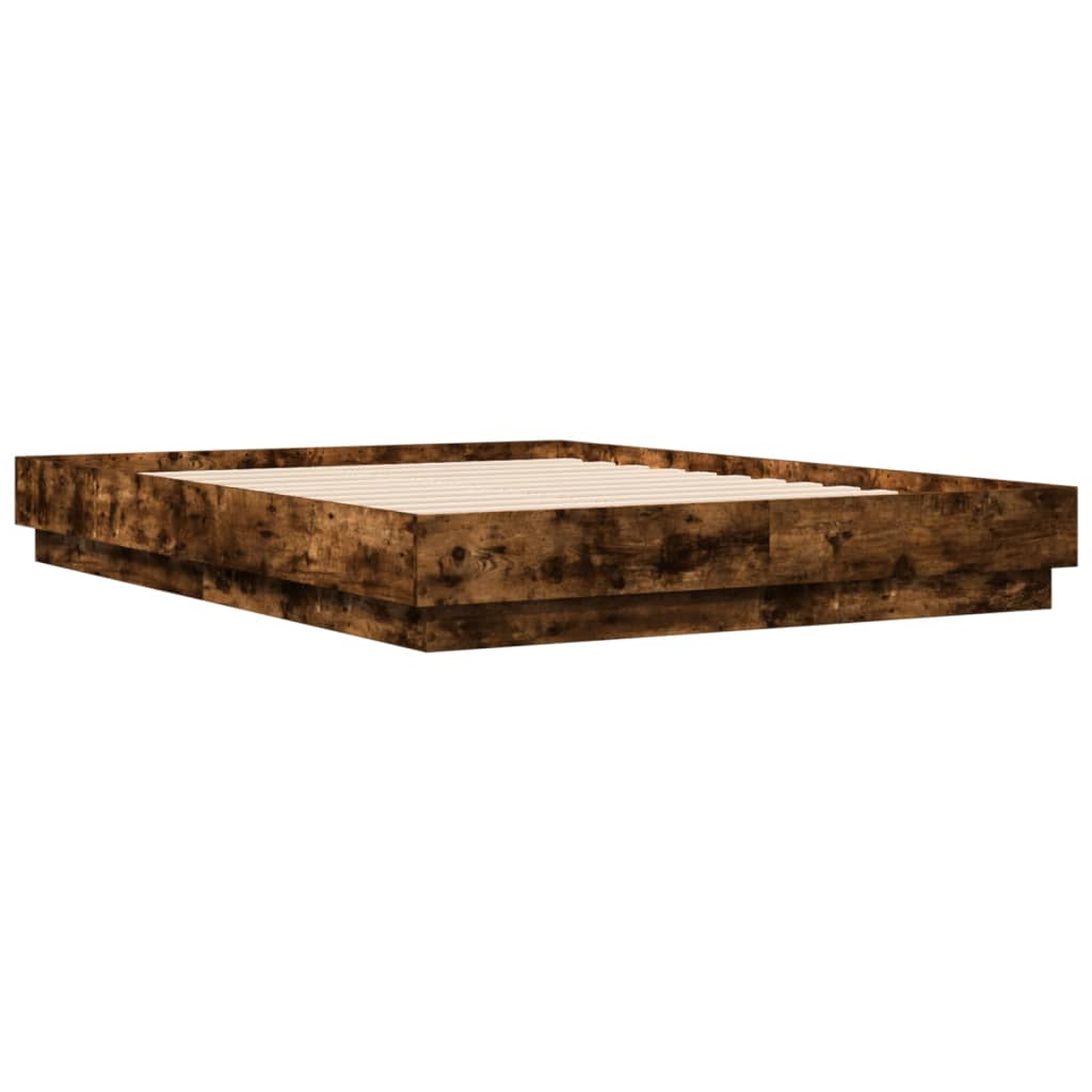 Thumbnail - vidaXL Bettgestell Räuchereiche 135x190 cm Holzwerkstoff