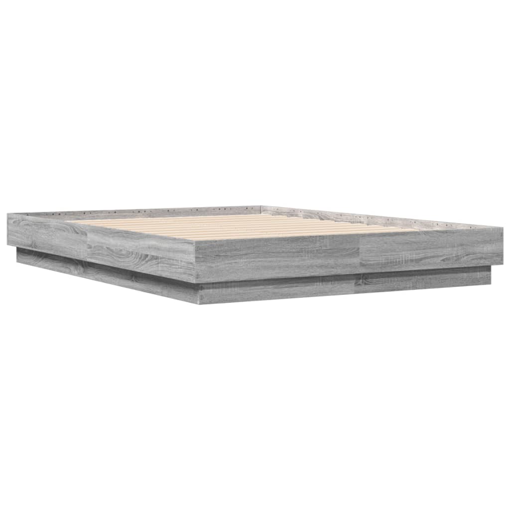 vidaXL Bedframe bewerkt hout grijs sonoma eikenkleurig 135x190 cm afbeelding