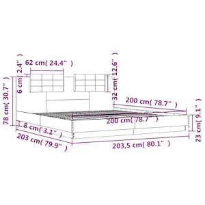 Rám postele s čelem šedý sonoma 200 x 200 cm kompozitní dřevo - obrázek 9