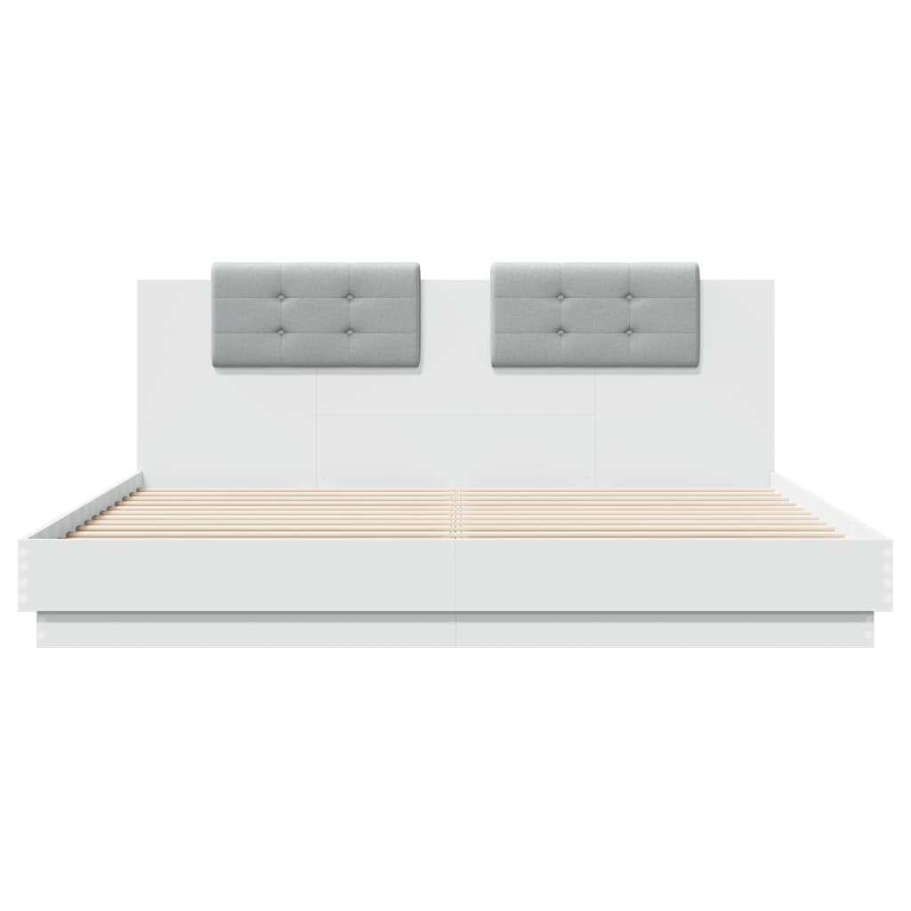 vidaXL Bedframe met hoofdbord bewerkt hout wit 180x200 cm, foto 4